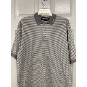 Polo Golf Ralph Lauren Striped Polo Shirt Short Sleeve L Gray
